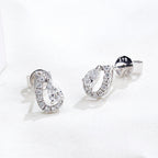 9K White Gold Lab-Grown Diamond Pear Cut Stud Earrings | Open Teardrop Diamond Halo Earrings for Women