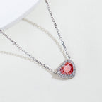 0.778ct Fancy Red Heart Cut Lab Grown Diamond Necklace – 9K White Gold with Diamond Halo