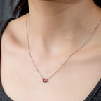 0.778ct Fancy Red Heart Cut Lab Grown Diamond Necklace – 9K White Gold with Diamond Halo