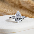 2ct Pear Lab-Grown Diamond Three-Stone Ring in 18K White Gold US 5.5