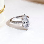 3ct Marquise Lab-Grown Diamond Pavé Ring in 18K White Gold US 6
