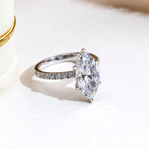 3ct Marquise Lab-Grown Diamond Pavé Ring in 18K White Gold US 6