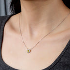 0.442ct Fancy Yellow Round Cut Lab Grown Diamond Necklace – 9K White Gold