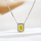 0.793ct Fancy Yellow Radiant Cut Lab Grown Diamond Necklace – 9K White Gold