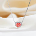 0.778ct Fancy Red Heart Cut Lab Grown Diamond Necklace – 9K White Gold with Diamond Halo