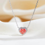 0.778ct Fancy Red Heart Cut Lab Grown Diamond Necklace – 9K White Gold with Diamond Halo