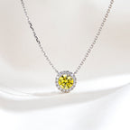 0.442ct Fancy Yellow Round Cut Lab Grown Diamond Necklace – 9K White Gold