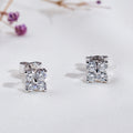 9K White Gold Lab-Grown Diamond Clover Stud Earrings | Four-Stone Flower Cluster Diamond Earrings