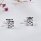 9K White Gold Lab-Grown Diamond Clover Stud Earrings | Four-Stone Flower Cluster Diamond Earrings