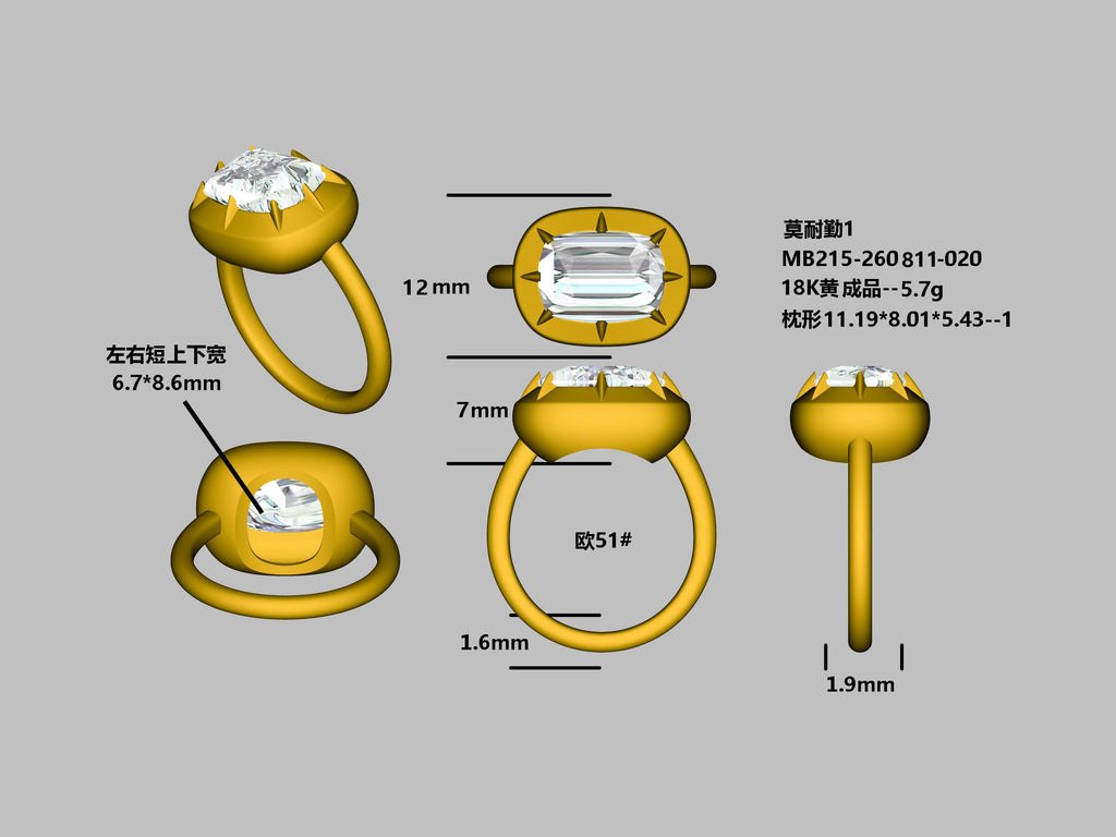 Balance Payment – Custom 4ct Cushion Diamond Bezel Set Ring, 18K Gold, E Color VVS2 (Remaining €1,390)