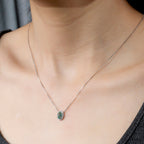 0.823ct Fancy Green Radiant Cut Lab Grown Diamond Necklace – 9K White Gold with Diamond Halo