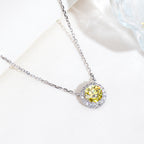 0.442ct Fancy Yellow Round Cut Lab Grown Diamond Necklace – 9K White Gold