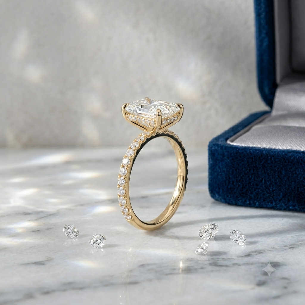 Radiant-Cut Diamond Engagement Ring in 18K Yellow Gold 1.5ct