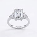 18K Wihite Gold Radiant & Trillion-Cut Three-Stone Diamond Engagement Ring