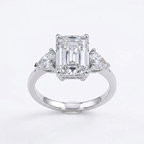 18K Wihite Gold Radiant & Trillion-Cut Three-Stone Diamond Engagement Ring