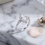 Elegant Marquise & Trillion Cut Three-Stone Diamond Ring 18K White Gold 1ct