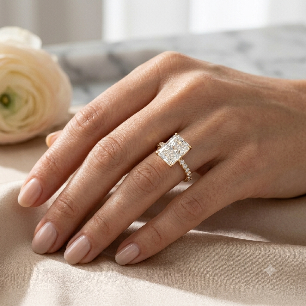 Radiant-Cut Diamond Engagement Ring in 18K Yellow Gold 1.5ct