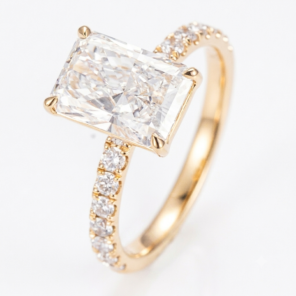 Radiant-Cut Diamond Engagement Ring in 18K Yellow Gold 1.5ct