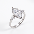 Elegant Marquise & Trillion Cut Three-Stone Diamond Ring 18K White Gold 1ct