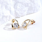 Modern 6.5mm Round Lab-Grown Diamond Arch Stud Earrings in 9K Gold