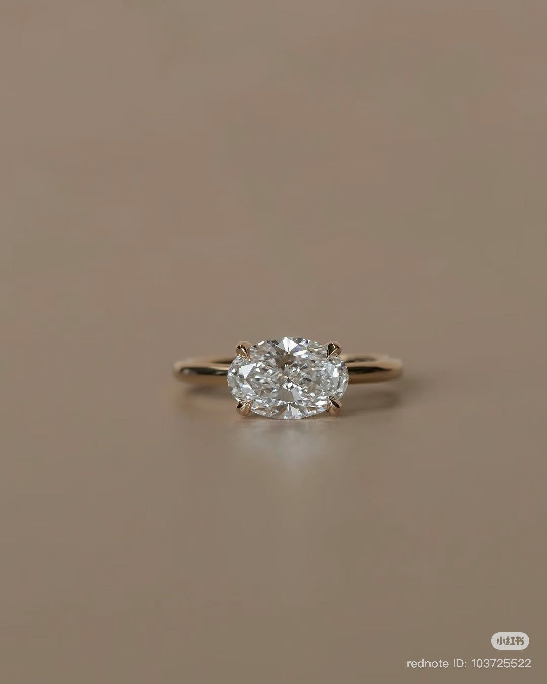 Custom 2ct Oval Pink Diamond Ring - Horizontal Set, 10K Yellow Gold (50% Deposit)