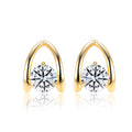 Modern 6.5mm Round Lab-Grown Diamond Arch Stud Earrings in 9K Gold