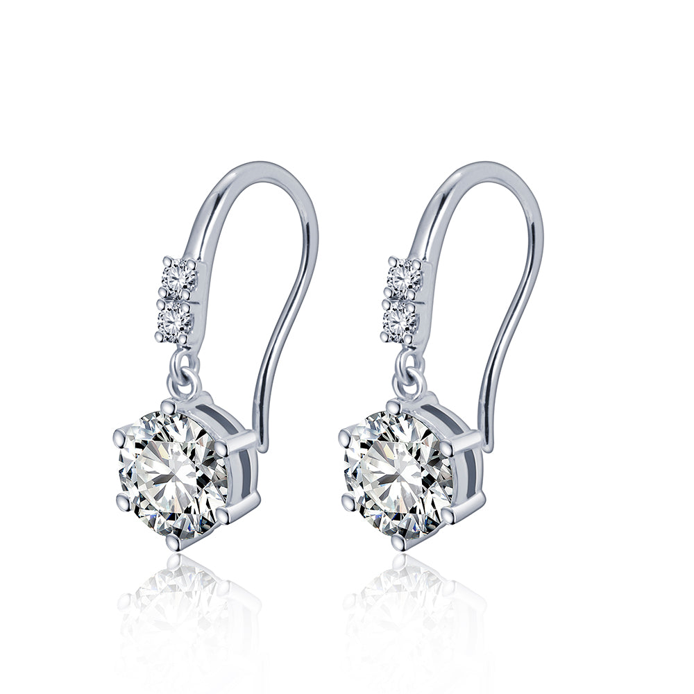 Classic 1ct Round Lab-Grown Diamond Drop Earrings in 9K White Gold