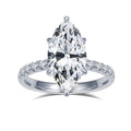 3ct Marquise Lab-Grown Diamond Pavé Ring in 18K White Gold US 6