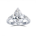 2ct Pear Lab-Grown Diamond Three-Stone Ring in 18K White Gold US 5.5