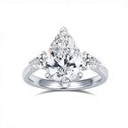 2ct Pear Lab-Grown Diamond Three-Stone Ring in 18K White Gold US 5.5