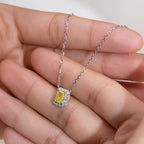 0.793ct Fancy Yellow Radiant Cut Lab Grown Diamond Necklace – 9K White Gold