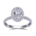18K White Gold Oval Cut Diamond Halo Engagement Ring