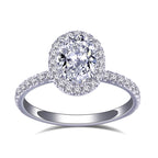 18K White Gold Oval Cut Diamond Halo Engagement Ring