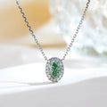 0.823ct Fancy Green Radiant Cut Lab Grown Diamond Necklace – 9K White Gold with Diamond Halo