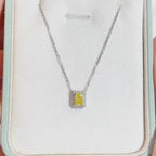 0.793ct Fancy Yellow Radiant Cut Lab Grown Diamond Necklace – 9K White Gold